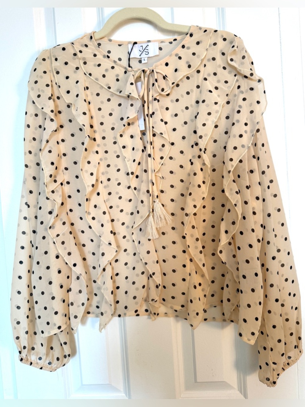 🎀 NWT Pretty BLOUSE TOP Frills Tassels L 🎀